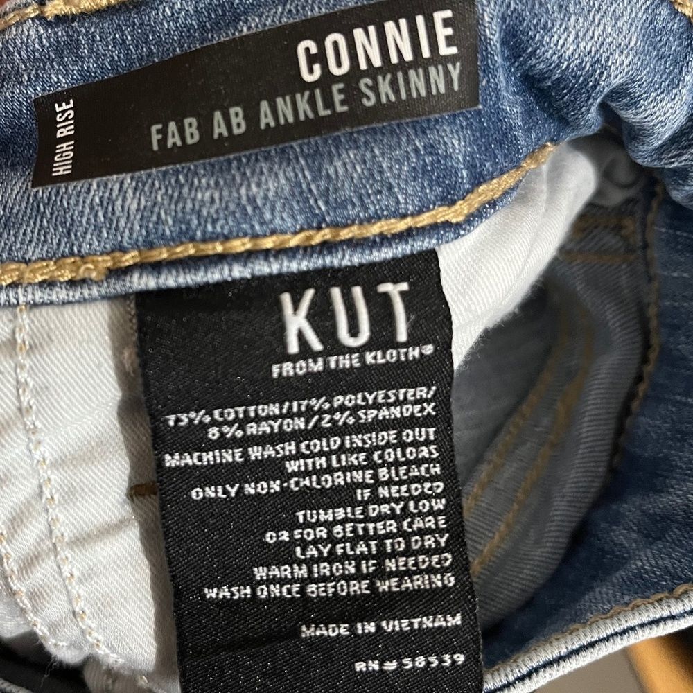 Kut from the KLOTH High Rise Connie Fab Ab Ankle Skinny Raw Hem Blue Jeans Sz-4 - Picture 7 of 9